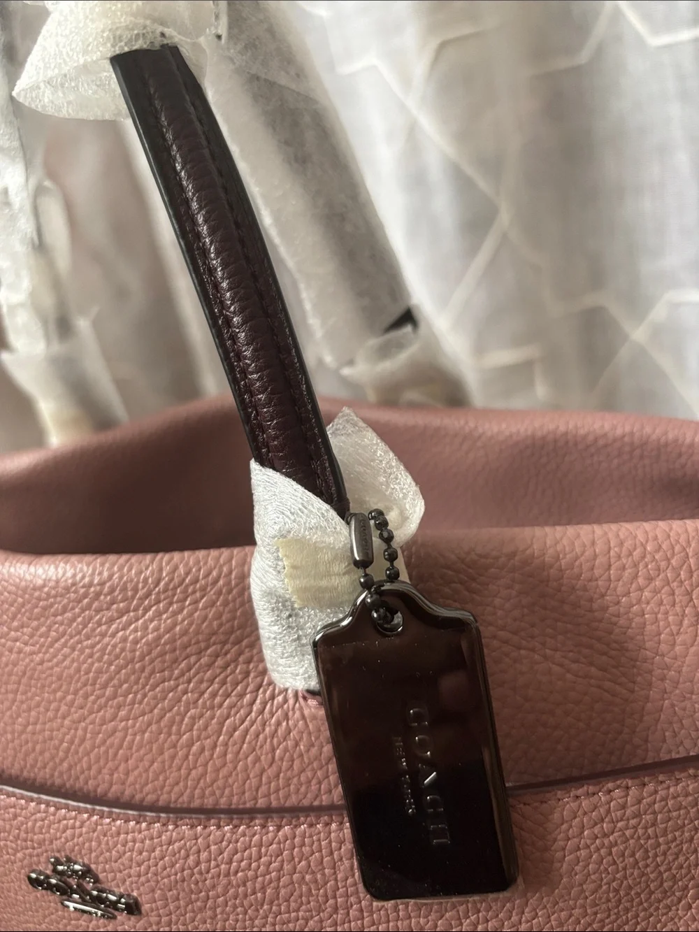Coach Colorblock Pebble Leather Bag with Suede Side Panels & Detachable Strap